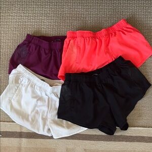 Oiselle Black and Orange Athletic Shorts Lightweight Elastic Waist